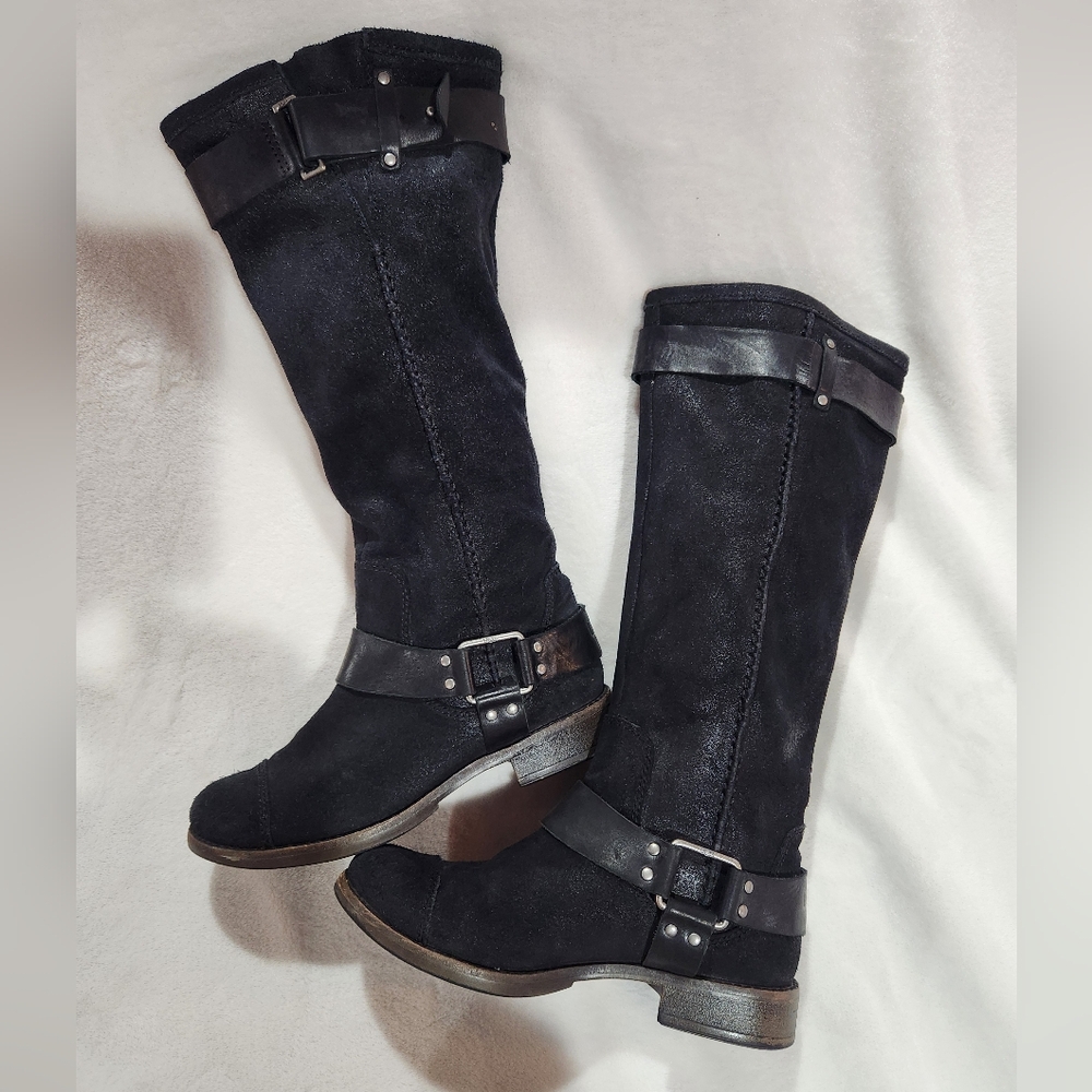 UGG Black Suede Riding Boots, Size 6
